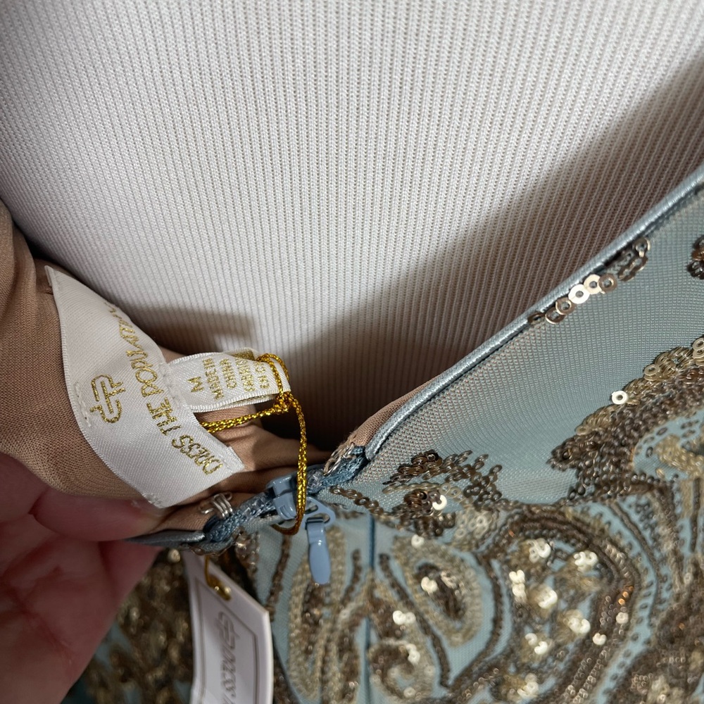 Dress the Population Gold and Shimmery Sage Long Sleeve Dress - Picture 4 of 4
